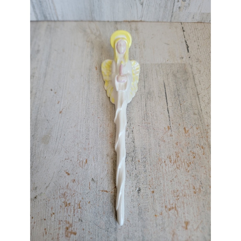 Religious icicle mother Mary angel vintage ornament Xmas candle Halo home